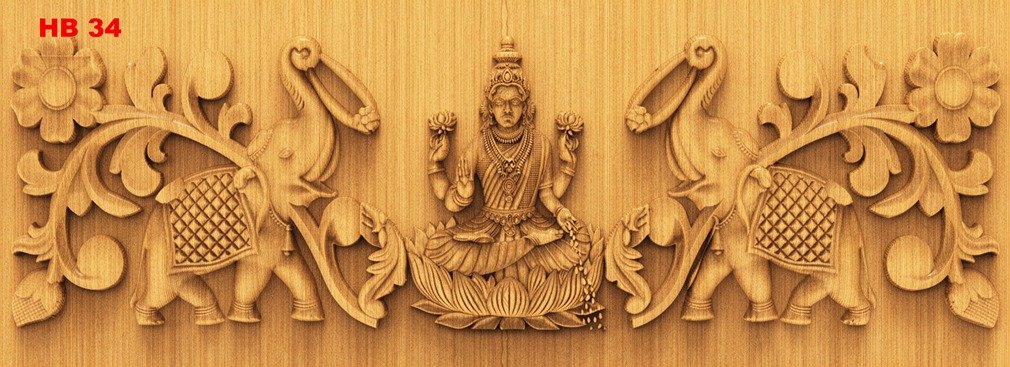 H God Frame - HB-34 Goddess Lakshmi Divine Carved Wall Panel 3D Model